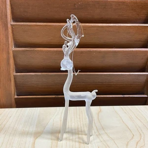 Vintage Delicate Hand Blown Glass Frosted Glass Christmas Reindeer Deer Ornament - Picture 1 of 7