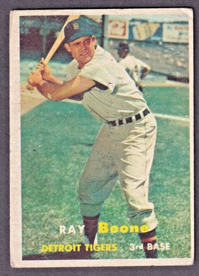1957 TOPPS RAY BOONE #102 DETROIT TIGER BASEBALL CARD - Image 1 of 2
