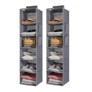 2 Packs Hanging Closet Organizer Storage, 6-Shelf Hanging Shelves for Closet,... - Picture 1 of 6