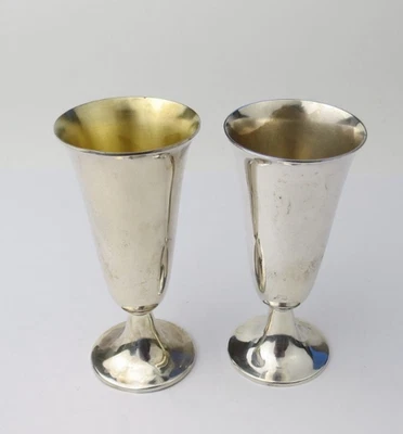 2 taças cordiais vintage Tiffany & Co prata esterlina lavadas a ouro - Imagem 1 de 4