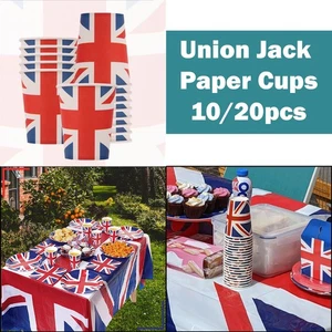 Disposable Paper Cups Union Jack Street Party Royal Parade Picnic Tableware - Picture 1 of 12
