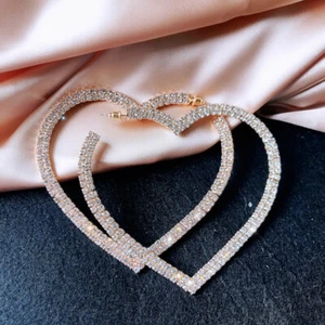 Pendientes de gota de corazón de lujo de estrás de gran tamaño para mujer regalo en caja - Imagen 1 de 3