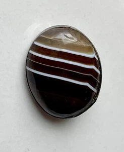 Viktorianische gebänderte Achat Brosche Verschluss T-Bar Sterling - Bild 1 von 3