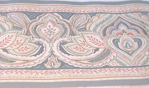 Wallpaper Border Victorian Slate Blue Pink Paisley 6 3/4" EH00185 Art NOUVEAU - Picture 1 of 4