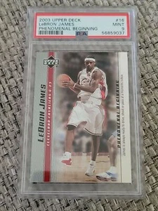 2003 Upper Deck PSA 9 Phenomenal Beginning #16 LeBron James Rookie RC - Imagen 1 de 2