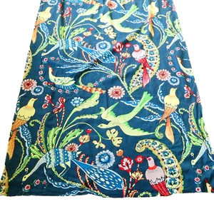 Indian Hand Block Print Blue Bird Peacock Floral Printed Cotton Fabric 5 Yard - Picture 1 of 7