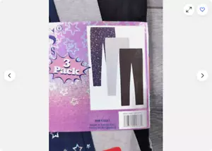 VIGOSS GIRLS STRETCH SUPER SOFT 3PK LEGGINGS (GRAY/BLACK/NAVY STARS S 7/8)NWT - Picture 1 of 4