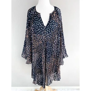 Anthropologie schwarz mehrfach plissiert Flatterärmel übergroßes Kleid Medium - Bild 1 von 5