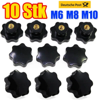 10x M6 M8 M10 Sterngriff Kreuzgriff Sternmutter Sterngriffschraube Klemmschraube - Bild 1 von 4