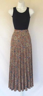VITAGE 1960s MOD RT JRS. COTTON WOOL SKIRT CREAM BLUE COGNAC BRONXE TAN - Image 1 of 4