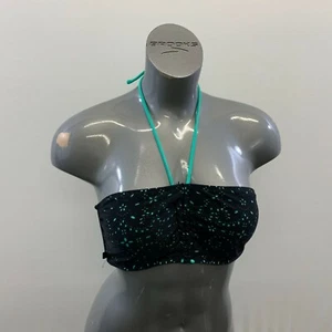 OP Swimwear Women's Black and Teal Coloured Bathing Suit Top Tie Back Tie Neck  - Picture 1 of 7