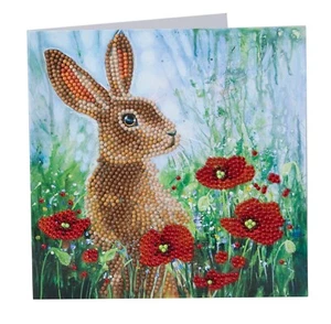 Craft Buddy Crystal Art D.I.Y Greeting card or picture WILD POPPIES AND THE HARE