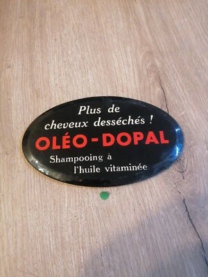 Plaque Publicitaire Métal - Ancienne Coiffeur Shampoing Oleo Dopal  - Photo 1/4