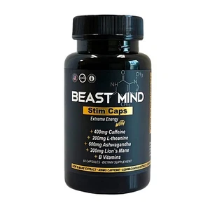 Extreme Energy Pills | 400mg Caffeine | 600mg Ashwagandha | 200mg Lions Mane - Picture 1 of 5