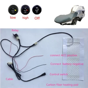 Universal Carbon Fiber Seat Heater Warmer Kit Heated Pad For Motorcycle ATV Bike - Picture 1 of 12