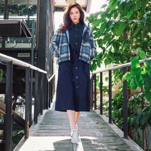 UNIQLO JW Anderson Twill Long-Sleeve Shirt Dress in Navy Blue XXS - Picture 1 of 2