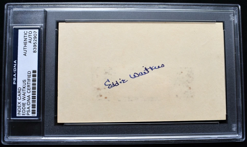 Eddie Waitkus Signed Autographed 3x5 inch index card Cut Phillies + PSA/DNA COA - Image 1 of 2