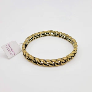 Brazalete Lia Sophia INTERLINK dorado elástico acabado antiguo - Imagen 1 de 10