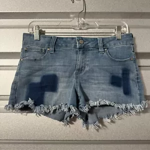 Celebrity Pink Boyfriend Shorts Womens 5/27 Blue Denim Stretch Frayed Hem Modern - Picture 1 of 8