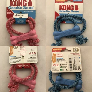KONG Puppy Goodie Bone With Rope Dog Toy XSmall up to 4lb (2kg) Dogs - Red/Blue - Picture 1 of 5
