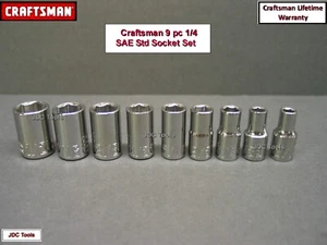 Craftsman 1/4" Drive 9 PC Piece 6 Pt Point SAE Inch Chrome Socket Set 5/32-1/2 - Picture 1 of 4
