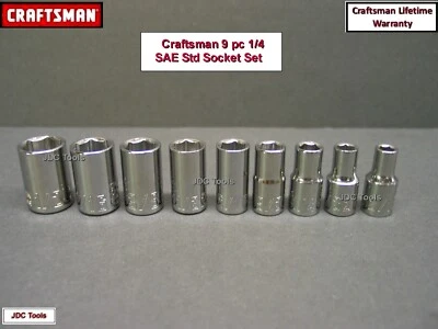 Craftsman 1/4" Drive 9 PC Piece 6 Pt Point SAE Inch Chrome Socket Set 5/32-1/2 - Image 1 of 4