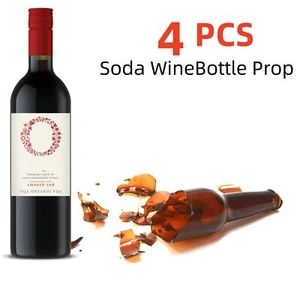 4x Fake Glass Red Wine Bottles Breakaway Standard Beer Soda Bottle Props - Picture 1 of 3
