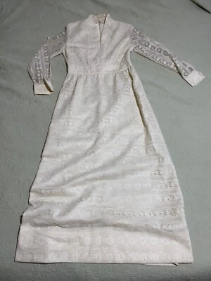 Maxi Vestido Vintage Avalon Classics Encaje Cintura Imperio Mediano EXC 1970’s Foto 1 de 4
