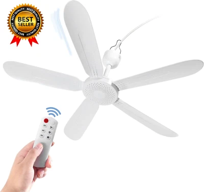 28" Inch Ceiling Fan AC 110V/DC 12V Indoor Outdoor Gazebo Electric Fans for Tent - Image 1 of 4