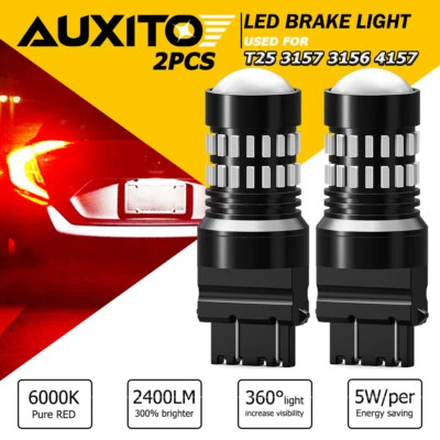 AUXITO 3157 LED vermelho estroboscópio piscando lanterna traseira de freio/lâmpadas de estacionamento 2X - Imagem 1 de 4