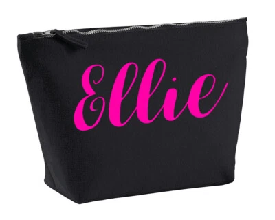 STREETSIDE SURGEONS Ellie Personalisierte Make Up Accessoire Tasche In Schwarz Farbe Neon Pink Make Up