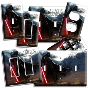 DARTH VADER RED SWORD STAR WARS DARK FORCE LIGHT SWITCH OUTLET WALL PLATE HD ART - Picture 1 of 30