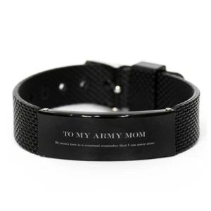 Lovely Army Mom Black Shark Mesh Bracelet, My mom's love is a constant reminder - Picture 1 of 1