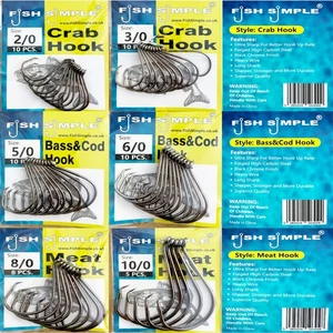 High quality Sea Fishing Hooks 2/0 3/0 5/0 6/0 8/0 10/0 Crab Bass Cod Meat Tope - Picture 1 of 12