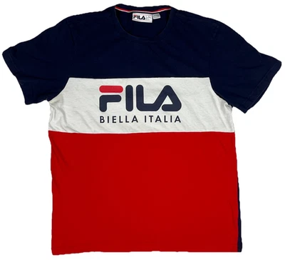 Camisa De Colección Fila Para Hombres Grande Roja Blanca Azul Biella Italia Años 90 Retro Logo Ropa Deportiva Foto 1 de 4