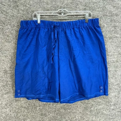 Pantalones Cortos JMS Mujer 2X Plus Azul Tiro Alto Cordón Algodón Cintura Elástica Informal Foto 1 de 4