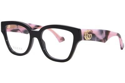 Gucci GG1424O 012 Eyeglasses Frame Women's Black/Pink Full Rim Cat Eye 54mm - Image 1 of 4