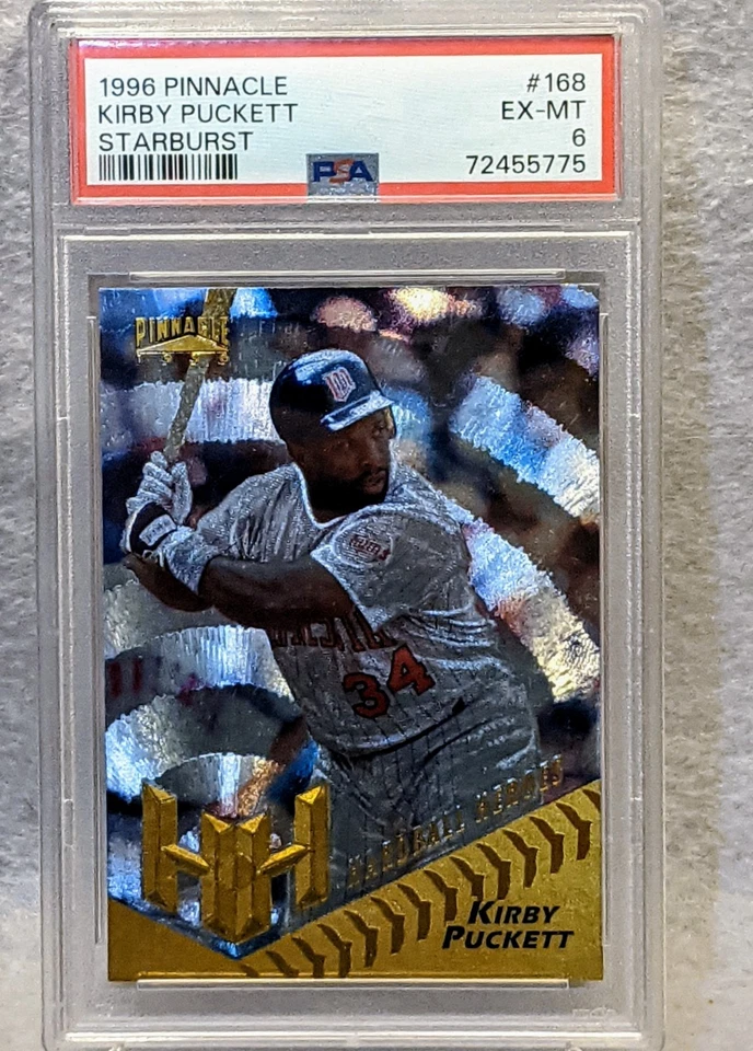PSA 6 1996 Pinnacle Starburst Insert Kirby Puckett #168 EX-MT Baseball Card MLB — 第 1/2 张图片