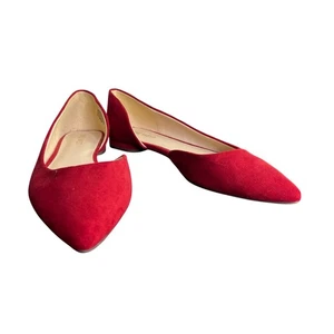 Nine West Flat Shoes Womens 8 Red Suede Pointy Classic Classy - Picture 1 of 10