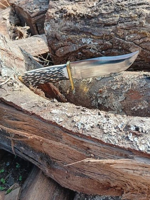 Vintage Craftsman HUNTER USA Staglon Handle Fixed Blade Hunting Knife & Sheath - Image 1 of 4