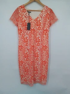 BNWT Laura Ashley Orange Multi VNeck Dress UK 12 - Picture 1 of 9