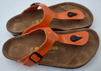 Birkenstock Gizeh Orange Patent gladiator thongs sandals - UK 7, EUR 40 Regular - Image 1 of 4