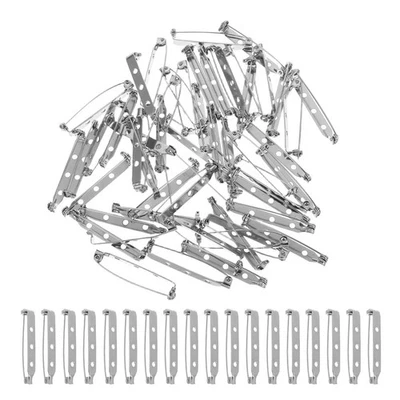 50 pezzi da 37 mm in acciaio inossidabile con pin barra cattura (argento) - Immagine 1 di 4