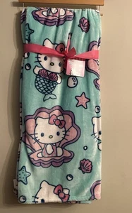 NWT Hello Kitty Mermaid Seashell Starfish Clam HTF Throw Blanket 60"x70" - Picture 1 of 4