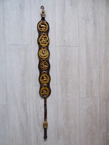 Vintage Pferd Messing x 6 am Lederriemen - Bild 1 von 3