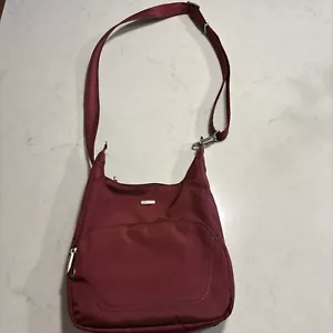 Travelon Classic Essential Messenger Bag Purse With RFID Security, Wine - Picture 1 of 10