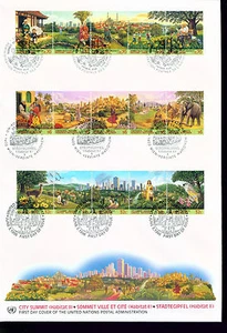 1996 Grande Combo UN FDC - Tutti e 3 gli uffici in una copertina - City Summit - Foto 1 di 1