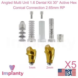 Kit dental 5 unidades múltiples en ángulo 1,6 30° conexión cónica hexagonal activa 2,65 mm RP - Imagen 1 de 23