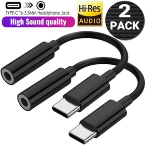 2x USB-C Type C Adapter Port to 3.5mm Aux Jack Ear/Headphone for Samsung S23 S21 - Picture 1 of 12