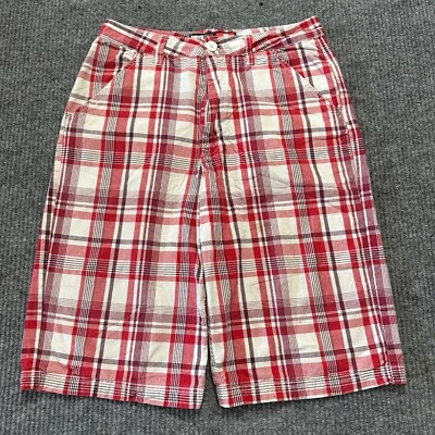 Bermudas para hombre Southpole talla 20 rojas a cuadros de algodón tiro medio ropa de calle Foto 1 de 4